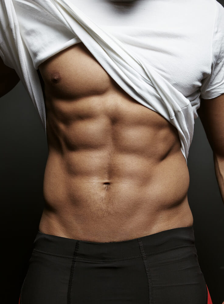 Six Pack Fake Abs. Muscular body. Black and White. Abdominal